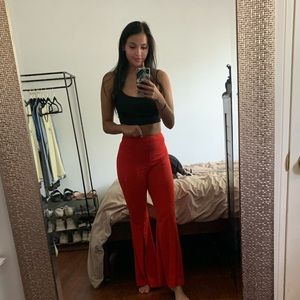 Red Flare pants w slits